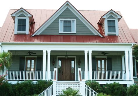 gray house red metal roof|grey house roof.